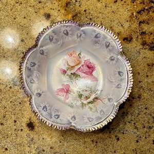  Antique RS Prussia Floral Serving Bowl - 10" Scalloped Lustre Ware 