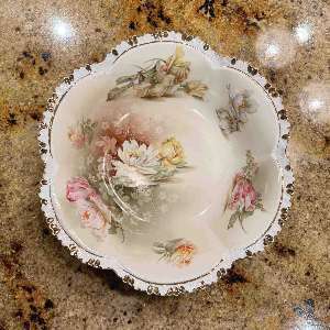 R.S. Prussia 10.75" Bowl With Scattered Mixed Floral Design
