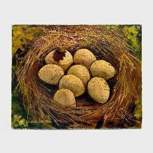 Donna Badynski 1974 Small Realistic Still Life Bird Nest Painting