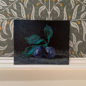 Original Still Life Oil Painting of Plums