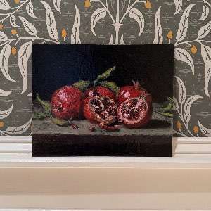 Pomegranates Still Life – Original Oil on Canvas Panel Painting