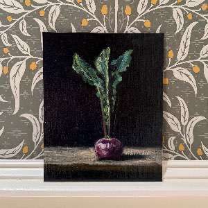 "Still Life with Turnip" – Original Oil on Canvas Panel Painting