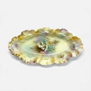  Antique RS Prussia Floral Porcelain Celery/Relish Dish 