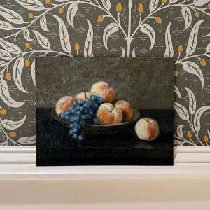  Original 8x10 Still Life Oil Painting - Peaches and Grapes 