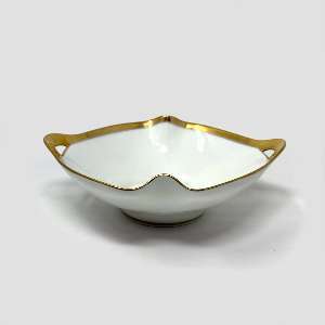 Vintage Stouffer Hand Painted Porcelain Bowl With Handles Gold Gilt Trim