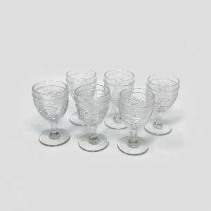  Set of 6 Antique EAPG Grape and Festoon Cordial Wine Glasses 3.75" 