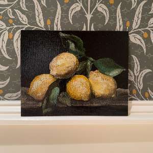 Lemon Dark Academia Still Life Oil Painting 