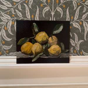 Lemon Dark Academia Still Life Oil Painting 
