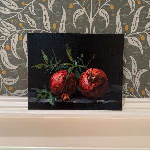  Original Still Life Oil Painting of Pomegranates 