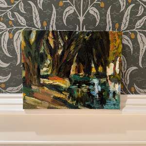 riginal 8x10 Impressionist Oil Painting - Dappled Light Woodland Creek
