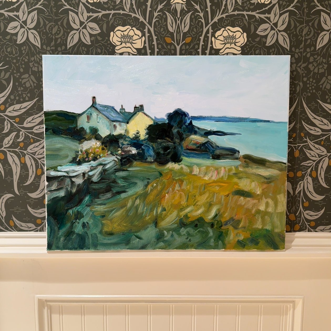  Original 20x16 Oil Painting - "Coastal Cottage" - Impressionist Landscape 
