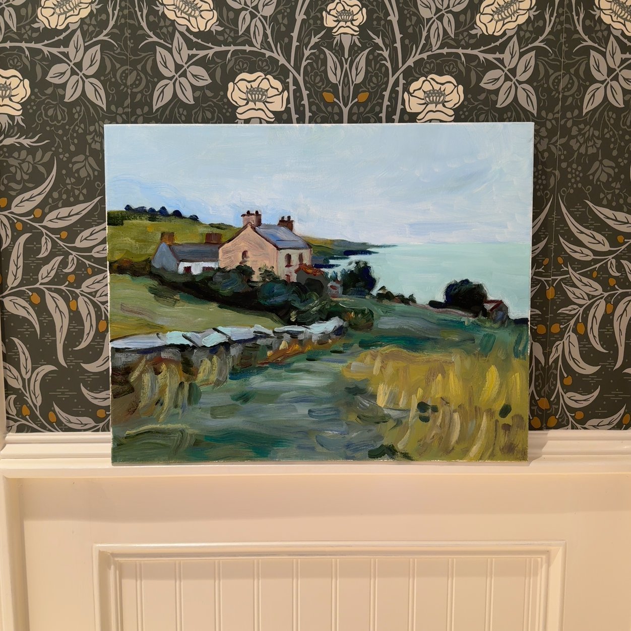  Original 20x16 Oil Painting - "Coastal Cottage" - Impressionist Landscape 