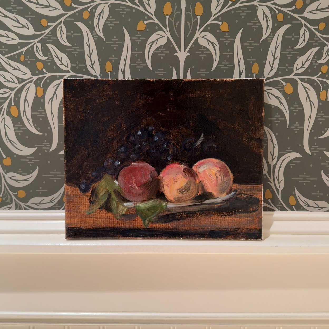  Original 8x10 Fruit Still Life Oil Painting - Dark Academic Kitchen Decor 