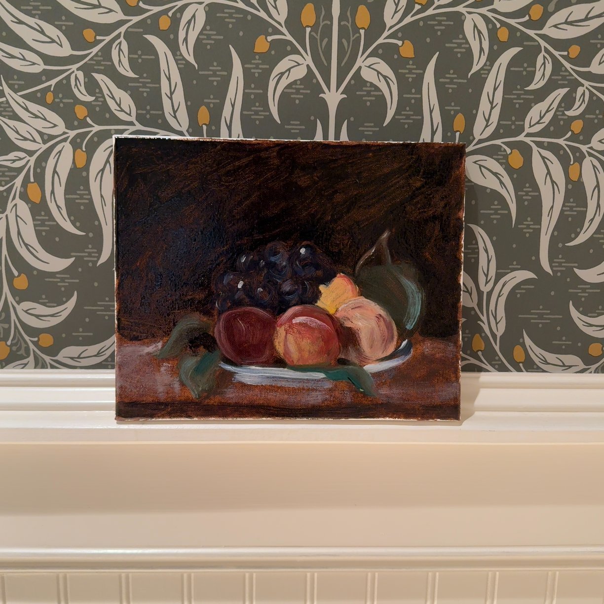  Original 8x10 Fruit Still Life Oil Painting - Dark Academic Kitchen Decor 
