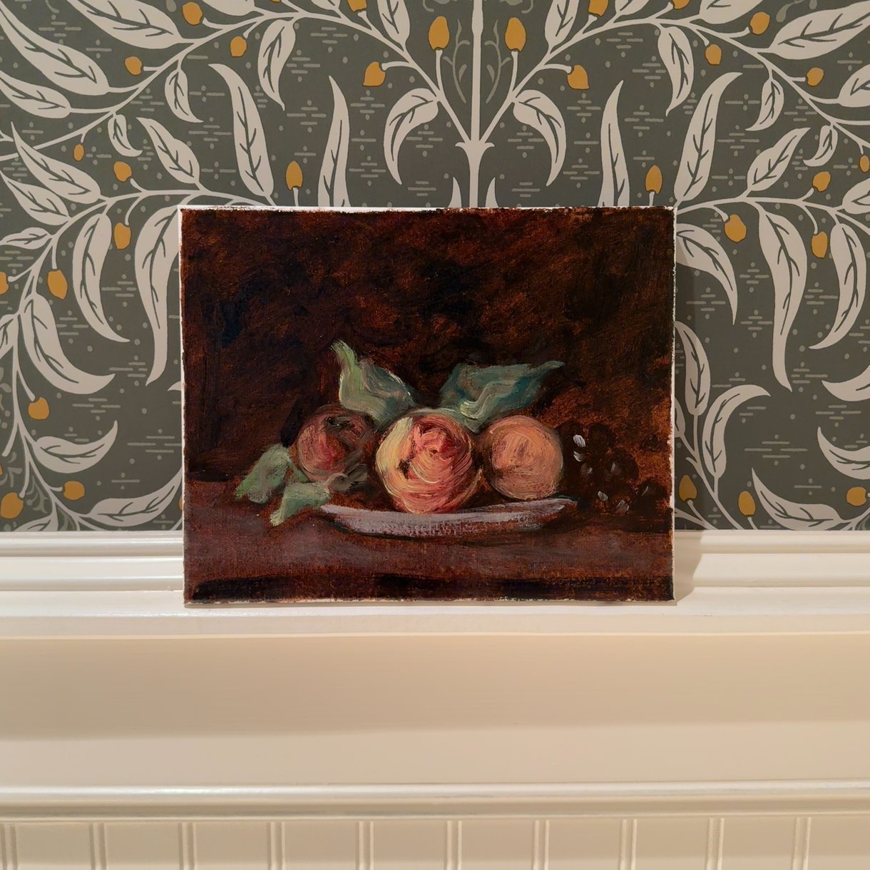  Original 8x10 Fruit Still Life Oil Painting - Dark Academic Kitchen Decor 