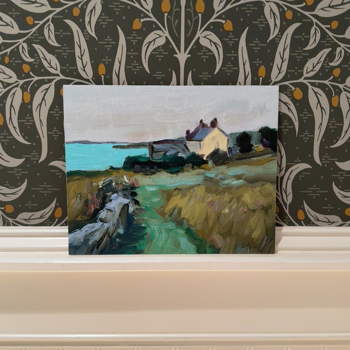  Original 10x8 Oil Painting - "Coastal Cottage" - Impressionist Seaside Landscape 