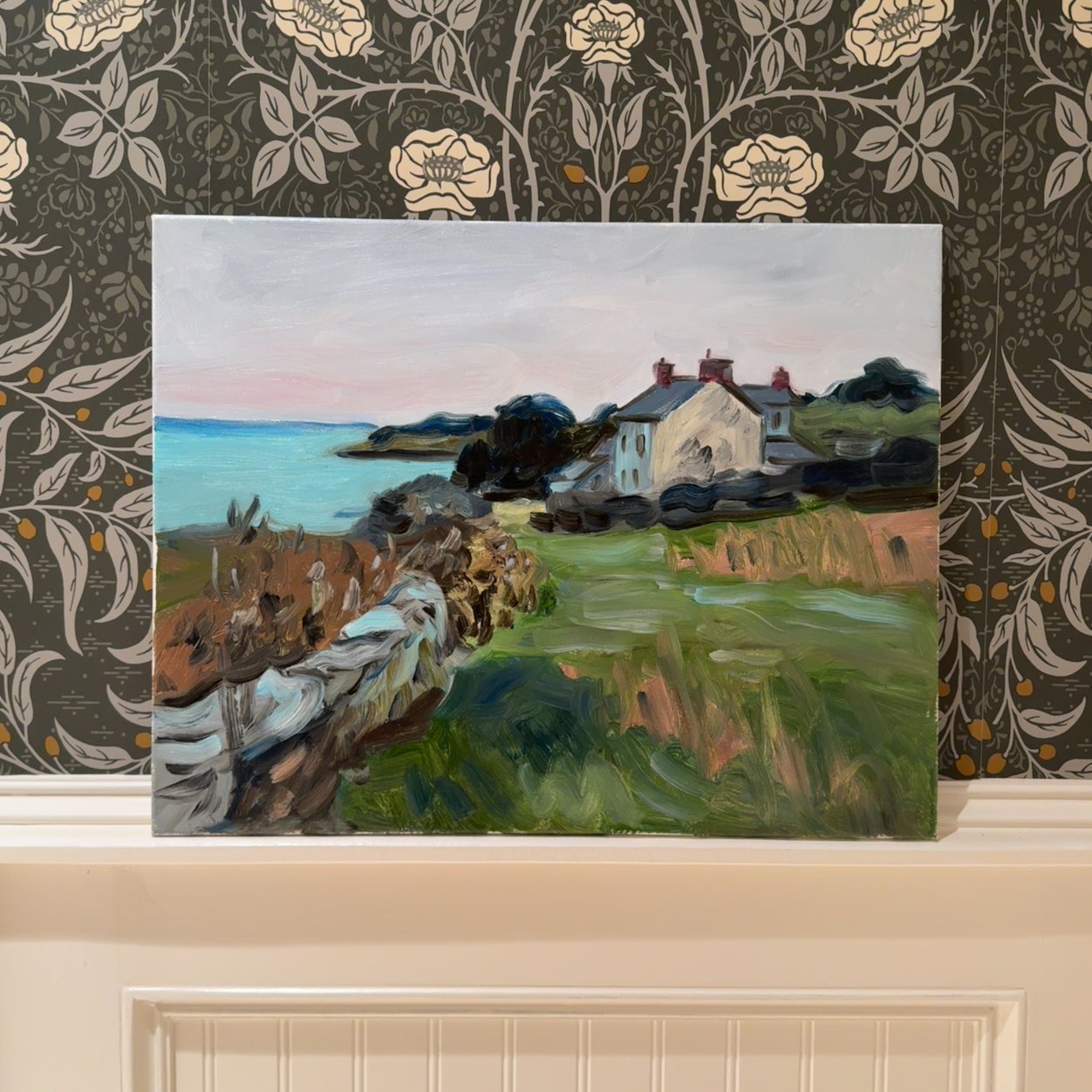 Original 20x16 Oil Painting - "Coastal Cottage" - Impressionist Landscape