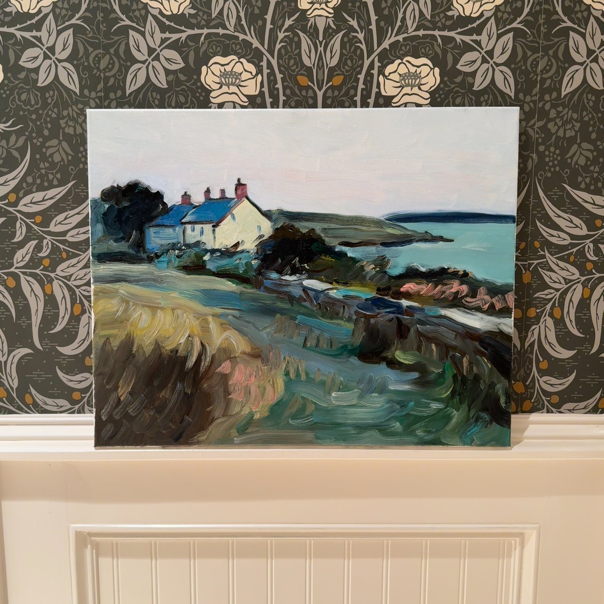 Original 20x16 Oil Painting - "Coastal Cottage" - Impressionist Landscape