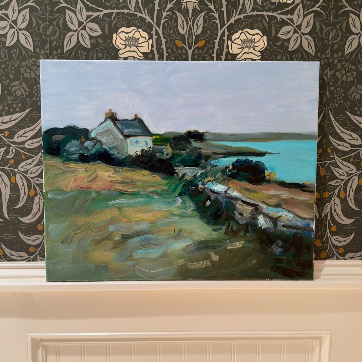 Original 20x16 Oil Painting - "Coastal Cottage" - Impressionist Landscape