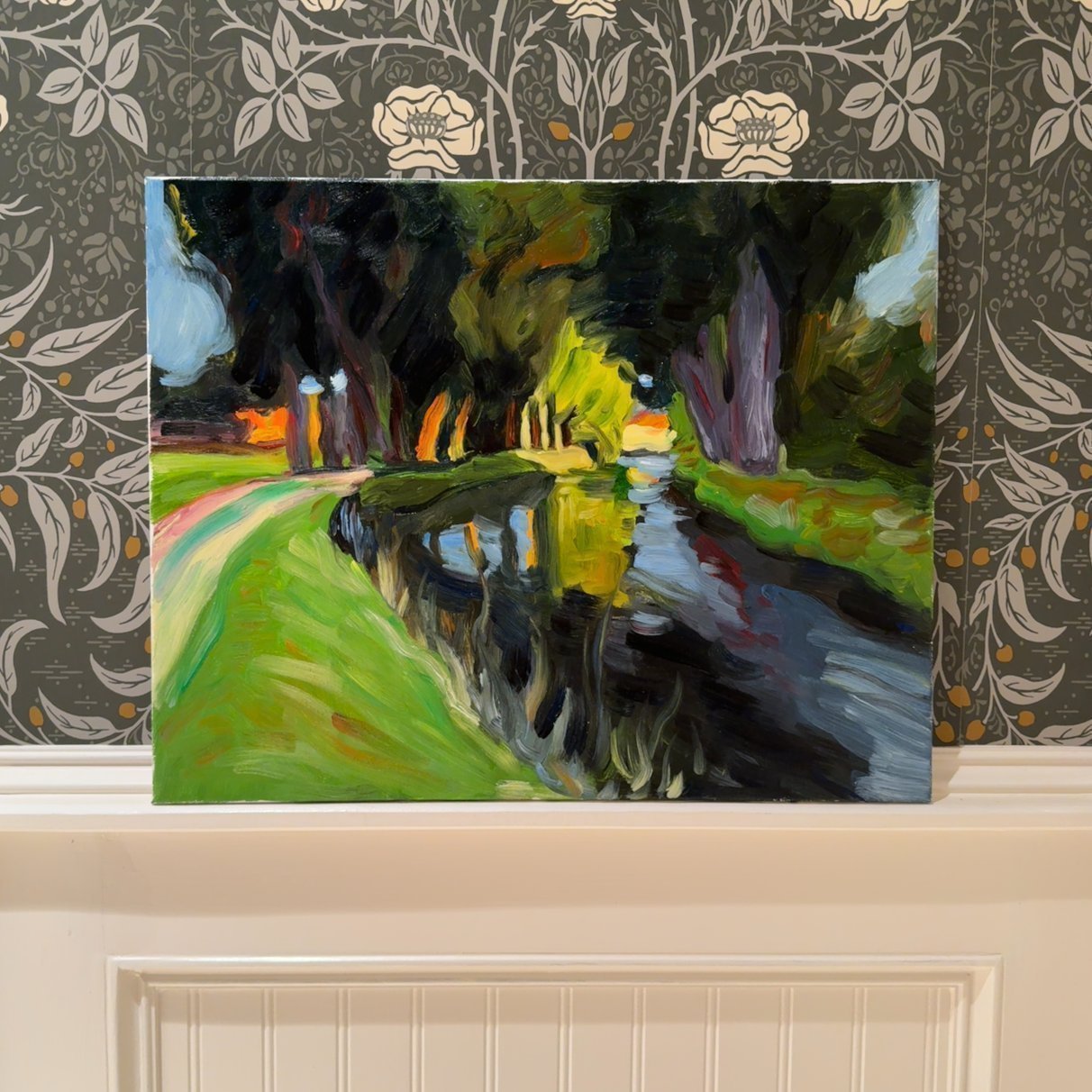 Original Impressionist Landscape Oil Painting - 20x16 River & Canal Path Scene