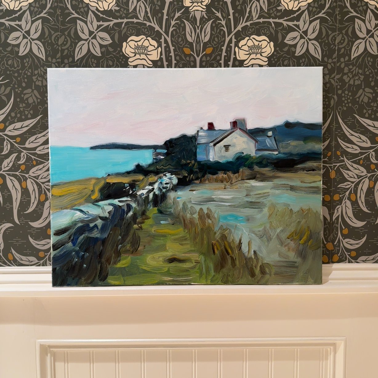 Original 20x16 Oil Painting - "Coastal Cottage" - Impressionist Landscape