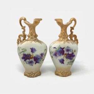 Pair Of Antique Austrian Victoria Carlsbad Ewers