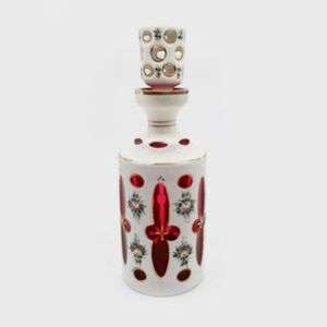 Czech Cranberry Cut to Clear Decanter