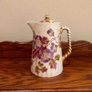 Antique Rudolstadt Germany Hand Painted Porcelain Chocolate Pot