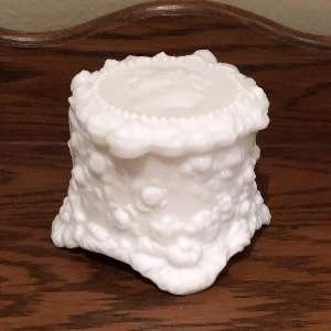 Fostoria Jenny Lind Milk Glass Cameo Jewelry Box