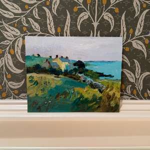  Original 8x10 Oil Painting - "Coastal Cottage" - Impressionist Seaside Landscape 