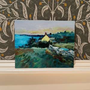  Original 8x10 Oil Painting - "Coastal Cottage" - Impressionist Seaside Landscape 