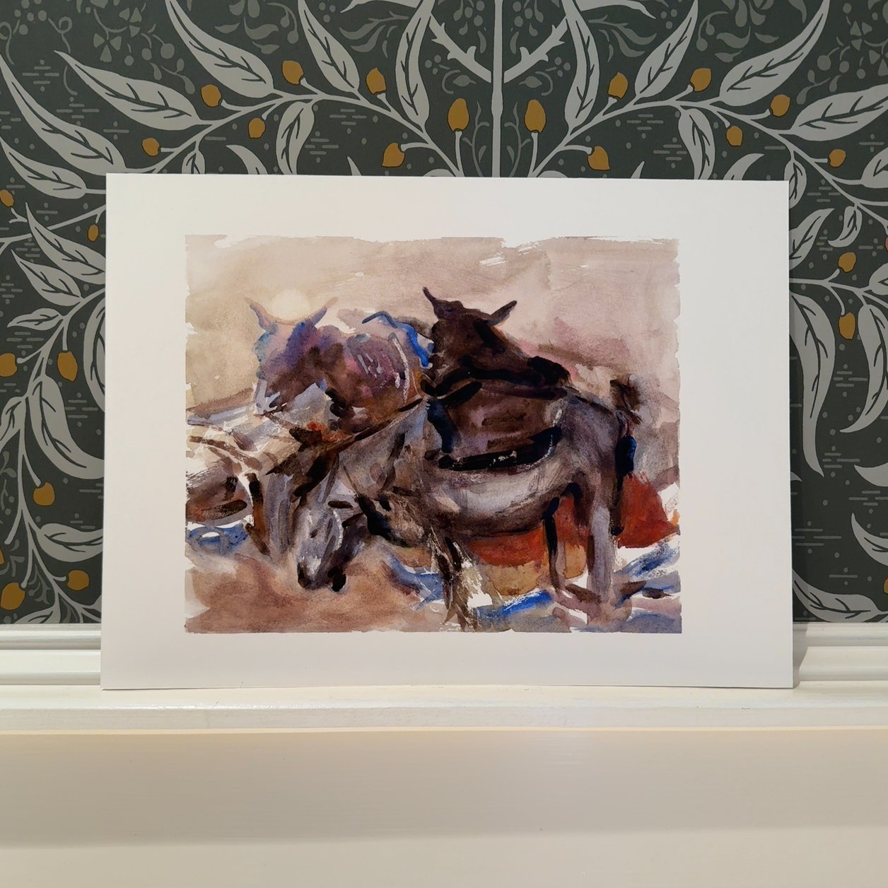 Original Donkey Watercolor Painting, 8x10 Western Farmhouse Rustic Animal Decor