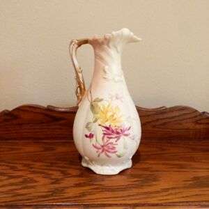 Antique Austrian Porcelain Hand Painted Ewer Vase