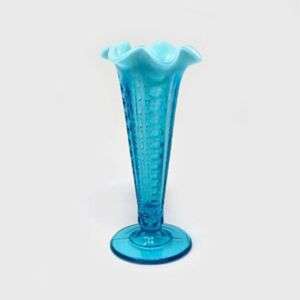 Antique EAPG National Glass #617 Concave Columns Turquoise Blue Bud Vase
